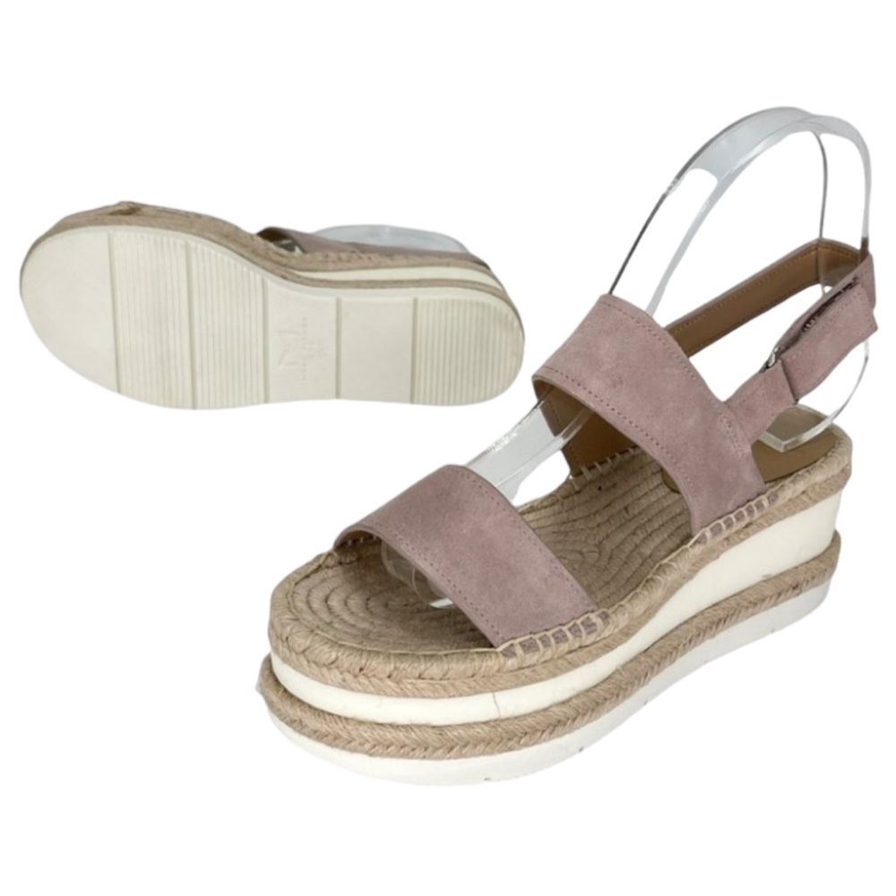 Marc Fisher LTD Platform Sandals 8M Gallia Pink Suede Jute Wrapped Slingback - Picture 12 of 13